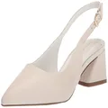 Franco Sarto Women's Racer Slingback Low Block Heel Pointed Toe Pump, Putty Cream Leather, 8 Wide
