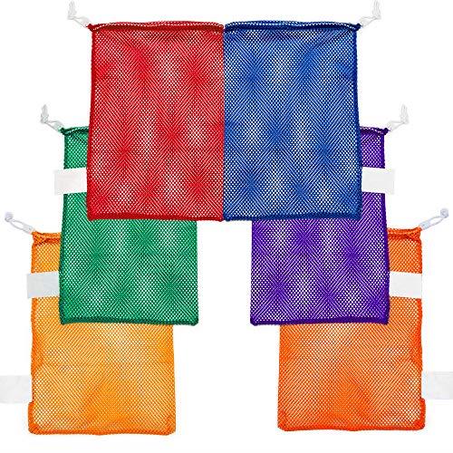 Champion Sports Mesh Equipment Bags, 12" x 18", Assorted Colors, Pack of 6