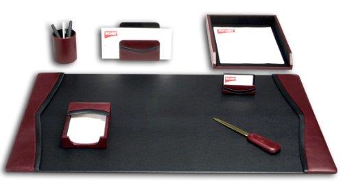 Dacasso Burgundy Contemporary Leather 7-Piece Desk Set