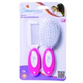 Dreambaby Deluxe Super Soft Bristles Brush and Comb Set - Non-Scratch Rounded Teeth Comb - with Easy-Grip Toddler Size Handle - Pink - Model F328