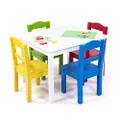 Humble Crew Summit Kids Wood Table and 4 Chairs Set, White/Primary