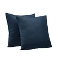 Amazon Basics 2-Pack Linen Style Decorative Throw Pillows - 18" Square, Navy Blue