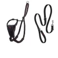 HALTI No Pull Harness Size Medium & HALTI Training Leash Size Large, Black Combination Pack - Stop Your Dog Pulling on The Leash. Adjustable, Lightweight and Easy to Use. Suitable for Medium Dogs