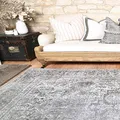The Rug Collective Distressed Vintage Chilaz Grey Area Rug Wipe Clean Machine Washable Pet Friendly Rug, 270 x 365cm