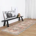 The Rug Collective Distressed Vintage Cezanne Terracotta Sky Runner Wipe Clean Machine Washable Pet Friendly Dining Room Rug, 80 x 230cm