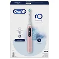 Oral-B iO 6 Electric Toothbrush with 1 App Connected Handle, 1 Ultimate Clean Replacement Refill Heads, 1 Travel Case, White/Light Rose