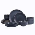 Stone Lain Lauren Modern Stoneware 16-Piece Round Dinnerware Set, Plates and Bowls Set, Dish Set for 4, Charcoal