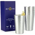 ARORA Aluminum Cups, Metal Anodized Hammered Silver Color Tumbler Set, Aluminum Cold-Drink Cup 15oz Cup Set of 6