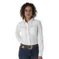 Wrangler Women's Western Two Pocket Snap Shirt, White, Small