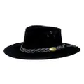 Jacaru Australia 1007 Wallaroo Suede Cowboy Hat, Black, Large