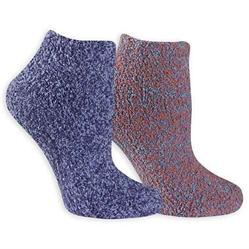 Dr. Scholl’s Women’s Fuzzy Spa Socks - Cozy Low Cut 2 & 3 Pairs - Lavender & Vitamin E Infused, Blue, Pink/Blue (2 Pairs), 4-10
