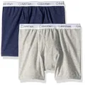 Calvin Klein Big Boys' Modern 2 Pack Cotton Stretch Boxer Brief Heather Grey/Heather Blue, XS (4/5)