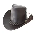 Jacaru Australia 0101 Boundary Rider Bovine Leather Hat, Brown, Medium
