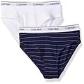 Calvin Klein Girls' Modern Cotton Bikini Panty, Rib 2 Pack - Ck Navy Stripe, Classic White, 7-8