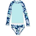 Kanu Surf Girls' Long Sleeve Rashguard UPF 50+ Two Piece Swim Set, Charlotte Navy, 14-16