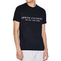 A|X Armani Exchange Men's Short Sleeve Milan New York Logo Crew Neck T-Shirt, Navy, XS