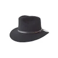 Jacaru Australia 1849 Wool Traveller Hat with Bag, Black, Large