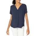 Amazon Essentials Women's Short-Sleeve Woven Blouse, Navy, X-Large
