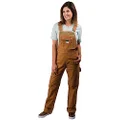Liberty Womens Washed Duck Bib Overalls, Brown Duck, Large