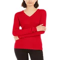 Tommy Hilfiger Women's V-Neck Sweater, Scarlet Solid, Small
