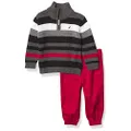 NAUTICA Baby Boys' 2-Piece Sweater Set with Pants, Charcoal Heather, 12 Months