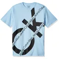 Calvin Klein Boys' Short Sleeve Crew Neck Tee Shirt, Logo Design Printed All Over, Knockout Light Blue 22, 5