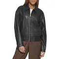 Levi's Women's Faux Leather Bomber with Laydown Collar, Black, X-Large