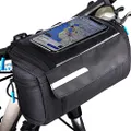 OBOVA Bike Handlebar Bag 4L, Waterproof & Phone Holder, 4-Layer Bike Pouch for Handlebars, Bicycle Front Bag, Bicycle Bag Front Handlebar, Road, Mountain