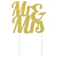 Creative Converting Mr & Mrs Cake Topper, Gold Glittered