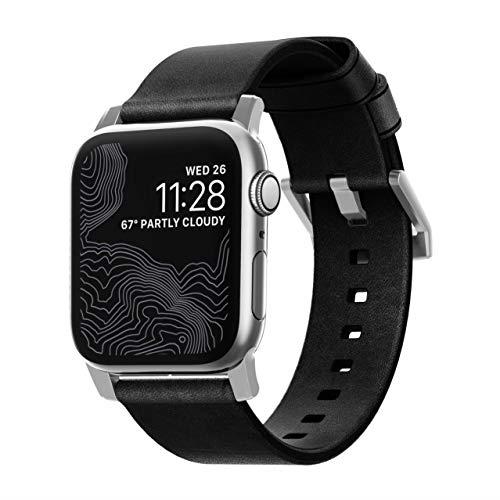Nomad Hardware Horween Modern Band for Apple Watch, Silver/Black, 45 mm