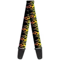Buckle-Down Premium Guitar Strap, Flames Black/Yellow/Orange, 29 to 54 Inch Length, 2 Inch Wide