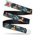 Buckle-Down Seatbelt Buckle Belt, Wonder Woman 4 Poses Skyline and Stars Blue/Multicolour, Regular, 24 to 38 Inches Length, 1.5 Inch Wide