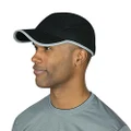 TrailHeads Reflective Running Cap | A Quick Dry Hat for Men | The Flashback 360 Sports Cap - Black