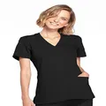 CHEROKEE Women Scrubs Top Workwear Originals Mock Wrap WW650, Black, X-Large