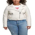 Levi's Women's Belted Faux Leather Moto Jacket (Regular & Plus Size), White Oyster, Large