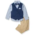 Nautica Boys 4-Piece Vest Set with Dress Shirt, Tie, Vest, and Pants, Khaki/Navy, 5