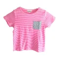 MeMaster Stripe Pocket Short Sleeve Tee for 7 to 8 Years Junior Boys, Pink