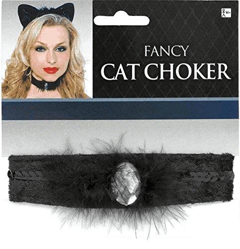 Amscan Fancy Cat Feather Choker, Black