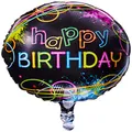 Creative Converting Glow Party Happy Birthday Foil Balloon, 45 cm