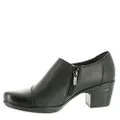 Clarks Women's Emslie Warren Slip-On Loafer, Black Leather, 12 US Wide