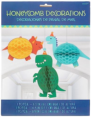 Amscan Dino-Mite Party Dinosaur Honeycomb Hanging Decorations (Pack of 3)