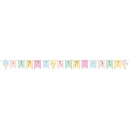Creative Converting Ice Cream Party Decor Happy Birthday Ribbon Banner & Foil