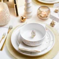 Stone Lain Modern Splash Exquisite Fine China Dinnerware Set, 16 Piece - Service for 4, White & Gold