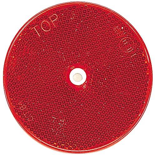 Narva Retro Reflector with Central Fixing Hole 2-Pieces Pack, 80 mm Diameter, Red