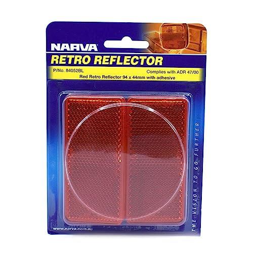 Narva Retro Reflector with Self Adhesive 2-Pieces Pack, 94 mm x 44 mm, Red