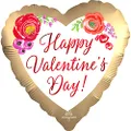 Anagram Standard XL Happy Valentine's Day Satin Watercolour Floral Foil Balloon, 45 cm
