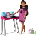 Barbie GYG40: Big City, Big Dreams “Malibu” Roberts Doll (11.5-in, Blonde) and Backstage Dressing Room Playset with Accessories, Gift for 3 to 7 Year Olds, Multicolor