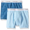 Calvin Klein Big Boys' Modern 2 Pack Cotton Stretch Boxer Brief Blue/Blue Bell, L(12/14)