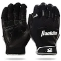 Franklin Sports 20966F1 Shok-Sorb X Batting Gloves, Black/Black, Adult Small