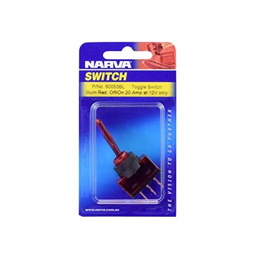 Narva 20A 12V Red Illuminated Off/On Toggle Switch, 12 mm Diameter
